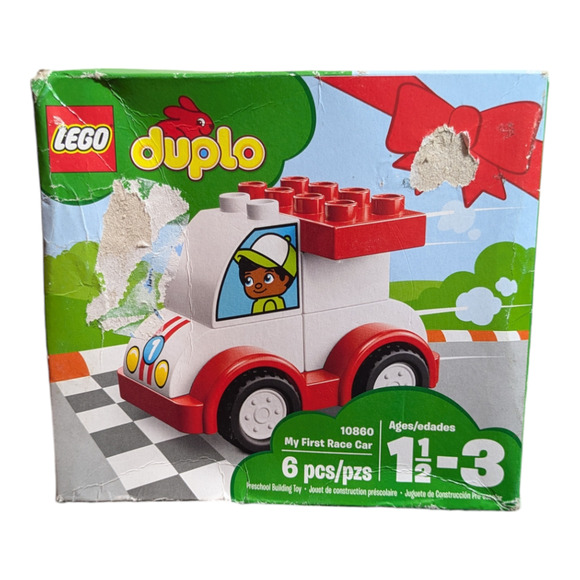 Lego 10860 Duplo-My First Race Car Building Kit 6 Pcs -- Box Has Minor Damage - Picture 1 of 4